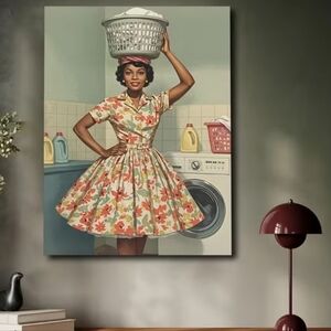 Vintage 1950's Humorous Woman Laundry Room Framed Wall Art